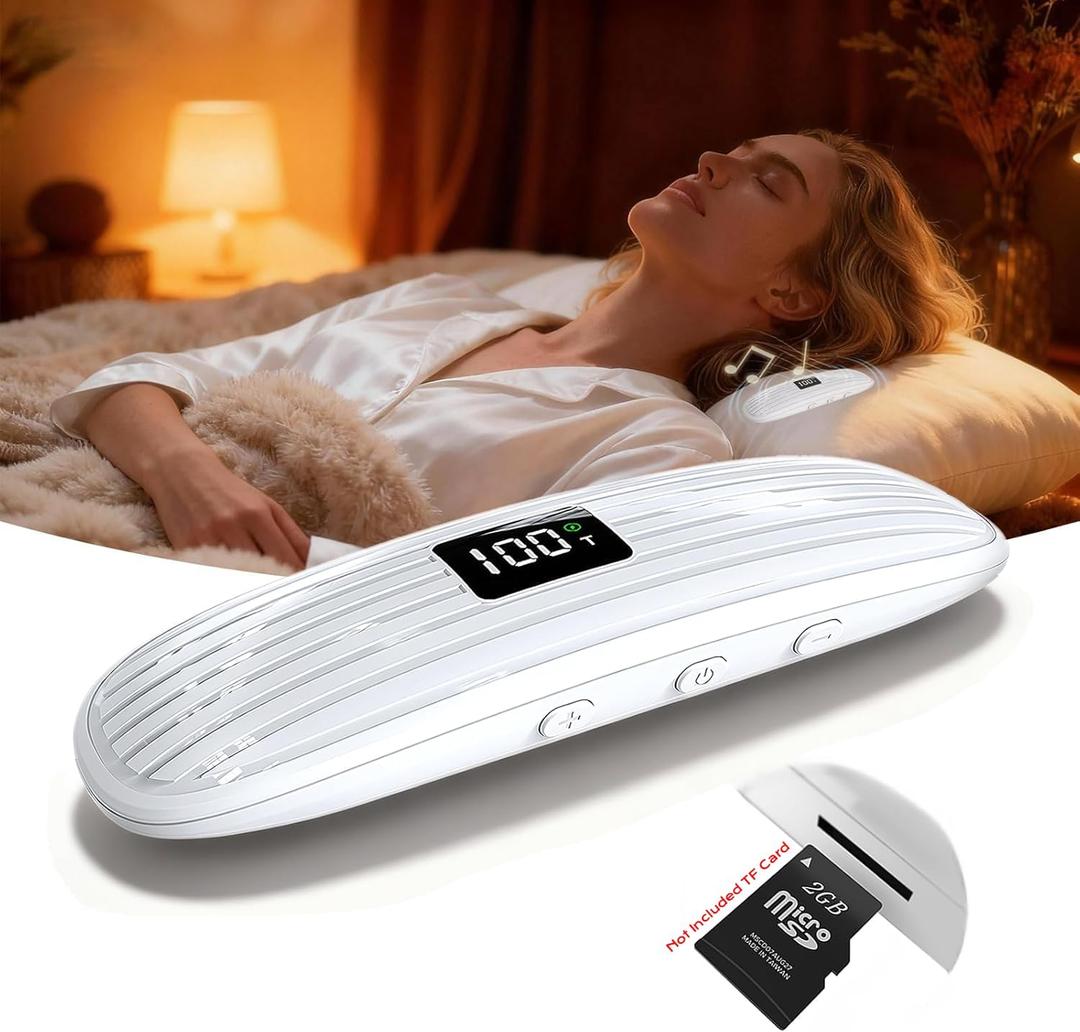 ByteWave Bone Conduction Under Pillow Sleep Speaker, Ultra-Thin Wireless Bluetooth 5.3 Mini Pillow Speaker with LED Display,TF Card,Auto-Off, Private Design for Side & Light Sleepers Bedside Listening