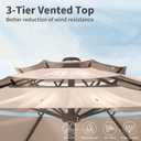 10FT Patio Umbrella 3 Tiers Outdoor Market Umbrella w/Push Button Tilt, Crank, UV and Waterproof Table Umbrella for Garden, Pool, Backyard, Deck, Lawn, Beige