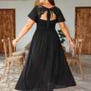 EYWOL Women's Plus Size Formal Dress Lace Chiffon Maxi Dress,Open Back Cocktail Dress for Wedding Guest,Party,Gala Events (Black, M)
