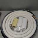 25 Ft. Mini Split Line Set 1/4 & 3/8 O. D. Copper Pipes Tubing and 3/8 White Thickened PE Insulated Coil for Air Conditioner Refrigeration and Heating Equipment, with Fittings
