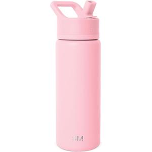 Simple Modern Water Bottle with Straw Lid Vacuum Insulated Stainless Steel Metal Thermos Bottles | Reusable Leak Proof BPA-Free Flask for School | Summit Collection | 18oz, Blush