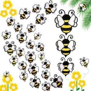 48 Pieces 3D Bee Yellow Stickers Decor Removable Mural Decals Honey Bee Clings for Home Office Fridge Decorations Party Supplies,3 Sizes