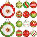 120pcs Christmas Paper Placemats Disposable Set  Red and Green Candy Cane Elf Round Place Mats for Holiday Party, Xmas Dining Table