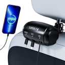 SUPERLIT 3-in-1 Retractable Backseat Charging Station Box  Fast Car Charger for All Phones (iPhone, Samsung, Android)  Headrest Mount for Uber, Lyft, Turo, Taxi, Rideshare Drivers