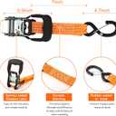 3 Point Ratchet Y Strap for UTV, ATV, Truck Bed Roof Rack Spare Tire Mount - 1.5 Inch Wide Adjustable Tire Tie Down Strap Over The Wheel with 3 Safety Clip Hooks