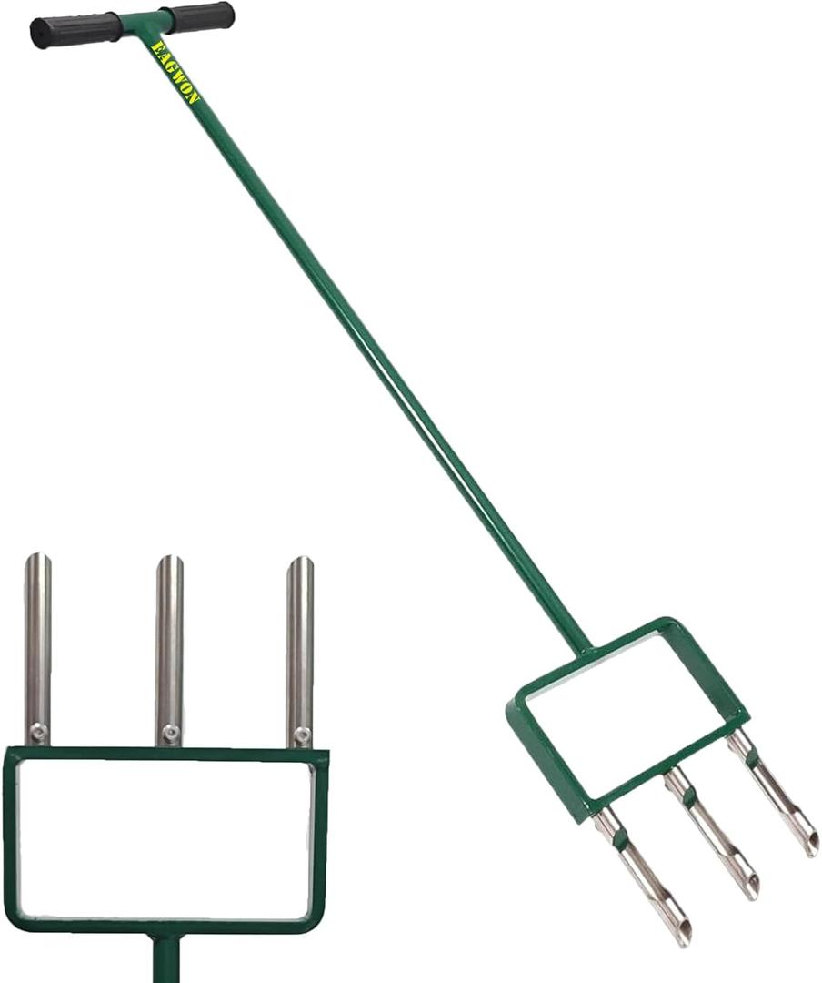 Lawn Aerator, Push Core Aerator Lawn Tool, Stainless Steel 3-Corer Hand Aeration  Manual Yard Plug Aerator for Compacted Garden Soil, Garden Care, Gardening Core Aeration Tool