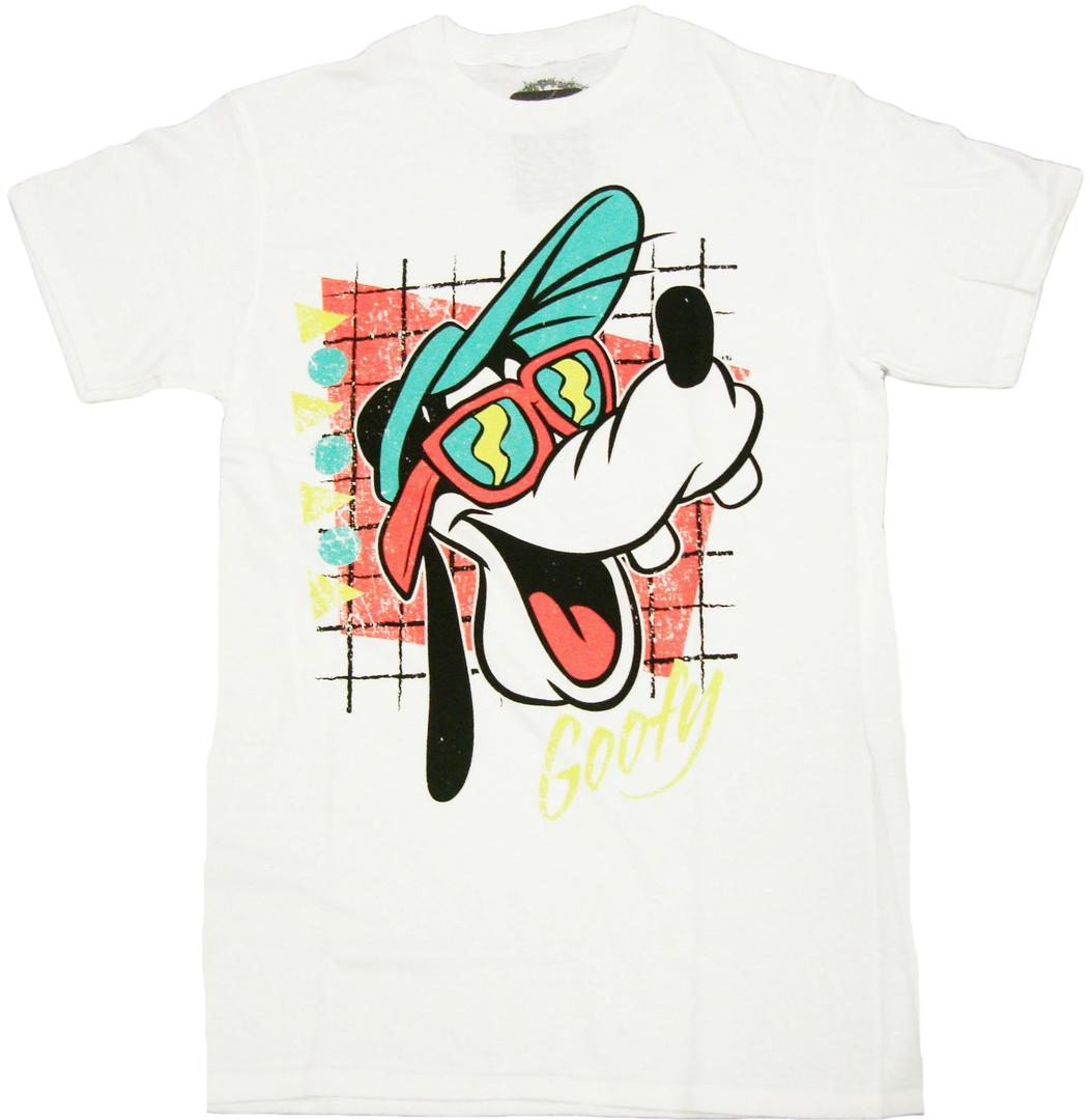 Disney Sunny Goofy 70s Retro Style Adult T Shirt (White, L)