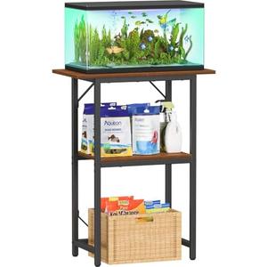 Snughome 10-20 Gallon Fish Tank Stand, Aquarium Stand 2-Tier Storage Shelves, Heavy Duty Terrarium Stand for Home Office Fish Tank Shelf, 24" L x 11.8" W x 30.7" H, Rustic Brown