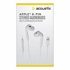 Acoustix Apple 8-pin Stereo Audiobuds With In-Line Microphone And Remote White
