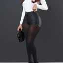 Women's Black Faux Leather Shorts High Waist Sexy Stretch Mini Booty Hot Shorts (Black, S)