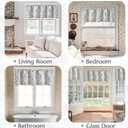 jinchan Linen Valance Kitchen Curtain for Windows Double Layer 16 Inch for Living Room Bedroom Window Treatment Light Filtering Vintage Rustic Farmhouse Cottagecore Rod Pocket 1 Panel Blue on Beige