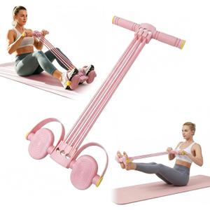 6-Tube Foot Pedal Resistance Band, Heavy-Duty Natural Rubber Tension Bands for Full Body Workout, Home Fitness Training for Abdomen, Arms, Legs & Waist