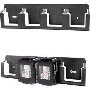Metal Wall Mount Holder fits for Makita and Bosch 18V Lithium-Ion Batteries,Tool Batteries Rack Effortless Organization,Secure 4 Slot Organizer for a Clutter-Open Workspace