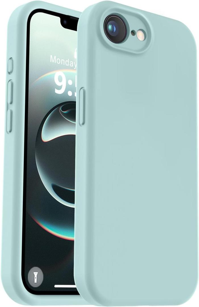 Vooii Compatible with iPhone 17e Case and for iPhone 16e Case, Liquid Silicone Upgrade [Camera Protection] [Soft Anti-Scratch Microfiber Lining] Shockproof Phone Case for iPhone 17e/16e 6.1" - Mint