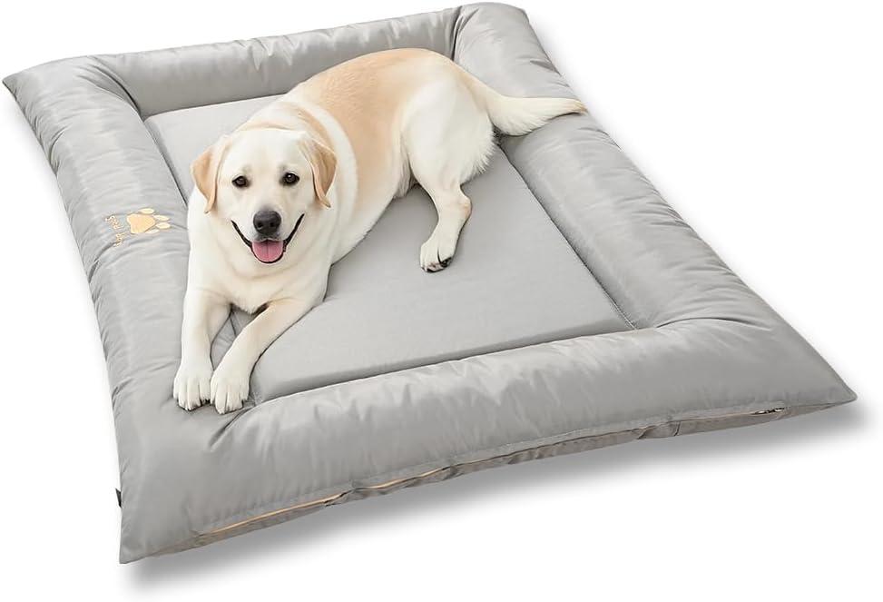 SOMAHE Large Dog Bed with Removable Washable Cover - Orthopedic XL Dog Crate Pad, Waterproof Oxford Fabric, Non-Slip Bolster Bed for Large Dogs, 42x28 Inch, Gray (Grey)