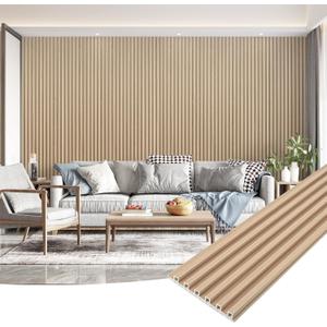 Art3dwallpanels Wood Slat Wall Paneling, 104'' x 6.7'' WPC Soundproof 3D Wall Panels for Interior Wall Decor, 8 Pack Fluted Textured Panel Wall Slats, Oak