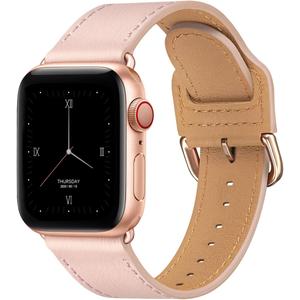 POWER PRIMACY Leather Bands Compatible with Apple Watch Band 49mm 46mm 45mm 44mm 42mm-Series 3 2 1,Genuine Leather Strap Compatible for Women Men iWatch Ultra SE Series 11 10 9 8 7 6 5 4(Sandy Pink/Rosegold)