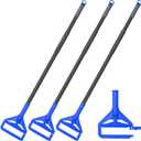 KeFanta 60 Inch Mop Handle Commercial Heavy Duty,Industrial Metal Mop Stick Replacement Quick Change,Wet Mops Head Replacement Holder for Floor Cleaning,3 Pack (Blue)