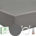 Grounding Sheets King 20% Silver Fiber 80% Organic Cotton with Outlet Tester and Test Pen, Grounded Bed Sheet Kit Earth Connected Bedding(Gray, King)