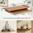 Wall-Mounted Camphor Wood Buddha Altar Shelf Shrine, Buddha Statue Stand with Telescopic Pull Plate, Personal Buddha Niches Shrine for Household Use, Small Buddha Altar Shelf Stand (Brown, large size)