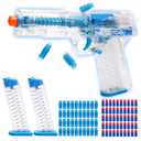 Soft Bullet Toy Gun Shell Ejecting for Boys, Realistic Toy Pistol with 50 Foam Bullets, 40 Shells & 2 Clips, Christmas Birthdays Gift for Boys Adults(Blue)