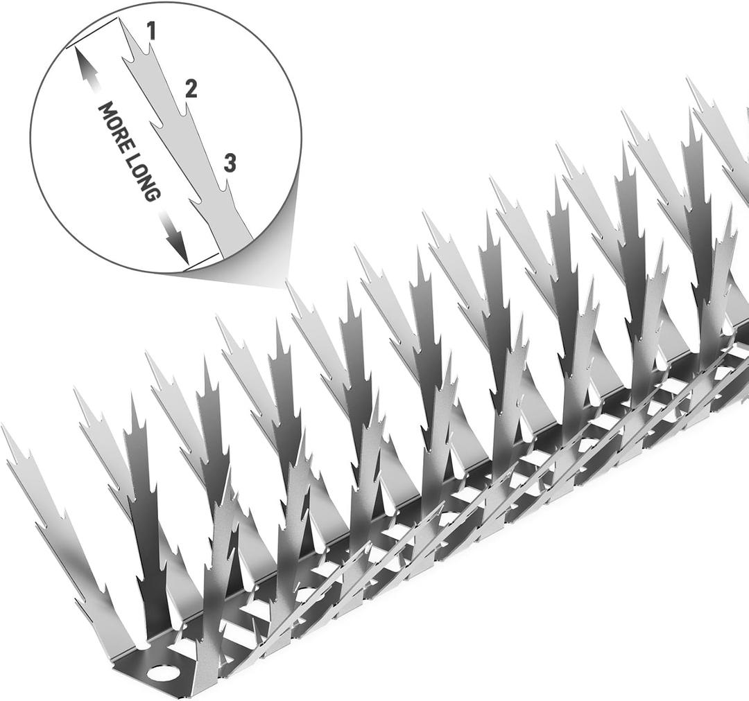 Bird Spikes with Stainless Steel Durable for Squirrel Baffle for Bird Feeders Pigeon Deterrent Woodpecker Deterrent Duck Deterrent for Dock Keep Off Bird Protection Covers 20.4 Feet(20pcs)