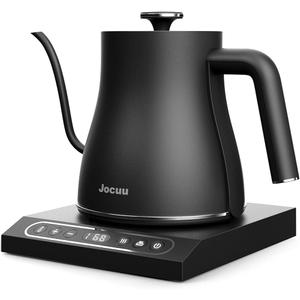 Jocuu Gooseneck Electric Pour Over Kettle with Temperature Control, Tea & Pour Over Coffee Kettle, Stainless Steel, Auto Shutoff BoilDry Protection, 0.8L, Matte Black
