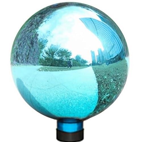 VCUTEKA Gazing Ball, Glass Mirror Polished Hollow Ball Reflective Garden Sphere, Gazing Globe for Home Garden Lawn Outdoor Ornament Yard Decorative 10-Inch, Blue