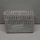 ELLDOO Crystal Wedding Card Box with Heart Lock, Money Card Box Treasure Chest Style Silver Gift for Wedding Receptions, Centerpiece Decor, Anniversary, Keepsake, Gift Display Box