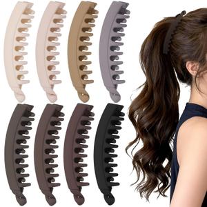 ProSuites 8 PCS Banana Hair Clips for Women, Cute and Stylish French Hair Claw Clips, Neutral Color Ponytail Holder Hair Accessories for Thin/Thick Hair, All Day Hold