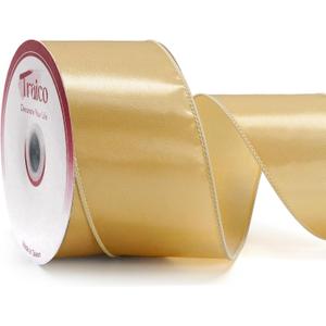 2.5" Lt. Gold Satin Wired Ribbon 20 Yards for Christmas Wedding Wreath Gift Wrapping Home Dcor DIY