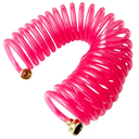 Yereen Heavy Duty Polyurethane Recoil Air Hose 1/4 in x 50 ft, Lightweight, Flexible Compressor Hose with Universal Quick Coupler, I/M Plug and Bend Restrictors, Pink