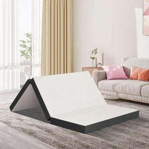 Tri Fold Memory Foam Mattress 4 inch Folding Mattress Topper Portable Foldable Memory Foam Mattress Non-Slip Bottom Breathable Mattress Guest Bed w/ Zipper Washable Cover CertiPUR-US Certified, Twin