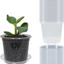 20 Pack 3 Inch Clear Nursery Pots with Drainage and 20 Pack Plant Saucers, Plant Pots for Plants Transparent Potting Containers for Plants Seeding Starter Pot (Clear, 3 Inch)