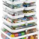 9 pcs Zipper Pouches Nesting Set, Hard Shell Toiletry Bag, Stackable Travel Organizer, Cosmetic Bags, Transparent Diaper Bag, Storage Cases (1 Tall M + 2M + 6S) (White)