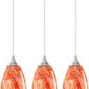 Glass Pendant Light Fixtures 3 Pack Mini Hanging Kitchen Island Lighting Shade Farmhouse Hand Blow Lighting Fixture for Ceiling at Bar Dining Room Over Sink