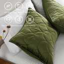 HORIMOTE HOME Velvet Quilt Set King Size, Olive Green Luxury Velvet Comforter Set 3 Pieces Soft Warm Bedding Set Coverlet with 2 Shams, Geometric Pattern Quilted Bedspread for All Season