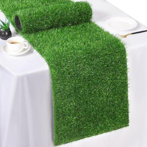 TURSTIN Artificial Grass Table Runners 12 x 36 Inch Green Grass Tabletop Synthetic Grass Carpet Rug Table Decorations for Spring Summer, Wedding, Birthday Party Decor