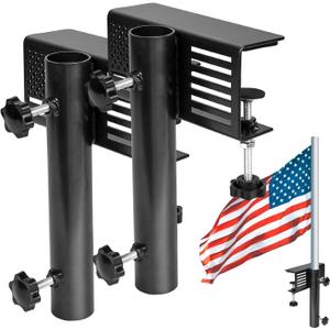 Universal Truck Bed Flag Pole Mount,No Drilling Flag Holder Fits Up to 1.3 Inch Diameter Flagpole (Black 2Pcs)