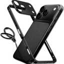 chubbycable ChubbyArmor LiteGo - Ultra-Thin Metal Heat Dissipation Evolved Case with Lens Protector & GripRing Phone Stand for iPhone 17 Pro, Black