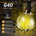 150FT Solar Lights Outdoor Waterproof: G40 45M Shatterproof Bulbs Patio Lights - Solar Powered Remote Control 3 Light Modes Dimmable Solar Light - Camping Backyard Garden Deck Outside Yard
