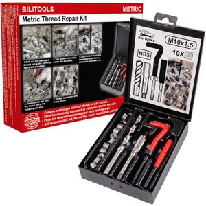 BILITOOLS M10x1.5 Thread Repair Kit, HSS Drill Helicoil Repair Kit Metric