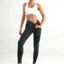 Fisoew Womens Ribbed Seamless Leggings High Waisted Tummy Control Workout Full Length Yoga Pants (X-Large, Dark Grey)