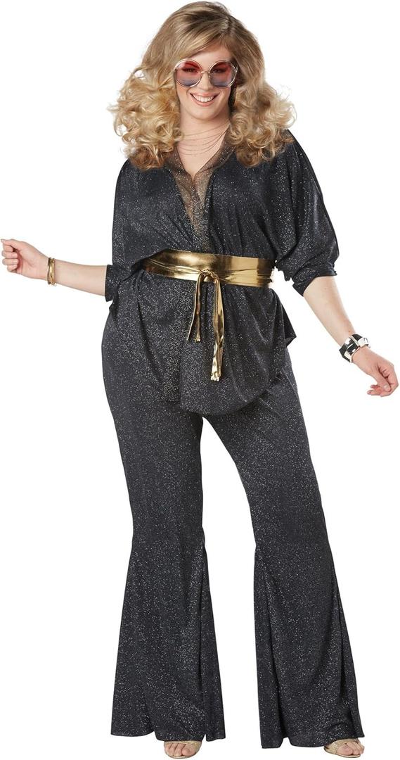 California Costumes Women's Size Disco Dazzler Plus Costume, black/ gold, 2X Large