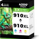 910XL Ink Cartridges Combo Pack Replacement for HP 910 910XL Ink Cartridges Compatible with HP OfficeJet 8010 8015 8018 8022 OfficeJet Pro 8020 8025 8028 8035 Printer(Black Cyan Yellow Magenta)