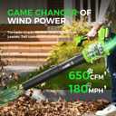 Leaf Blower Cordless, 650CFM Electric Leaf Blower with 2 x 5.0Ah Batteries and Charger, 6-Speed Modes, Brushless Motor, Powerful Blowers for Lawn Care, Yard, Patio, Dust, Blowing Leaves