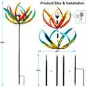 Solar Wind Spinner Outdoor Metal - Large Kinetic Garden Wind Spinners with Solar LED Lights, Waterproof Butterfly Yard Art Sculptures & Spinners for Patio, Lawn, Pathway, Backyard