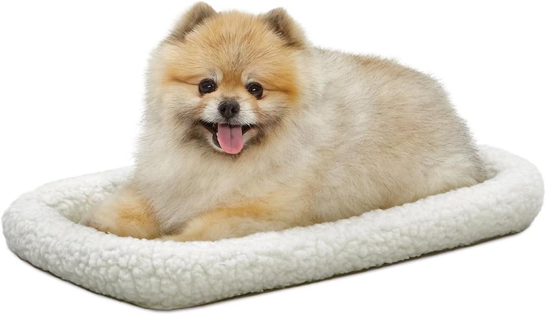MidWest Homes for Pets QuietTime XS Dog Bed  White Fleece Bolster, Ultra-Soft and Machine Washable, Fits 22-Inch Crates and Carriers, for Small Dogs and Cats