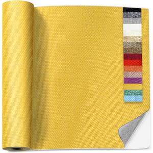17 X 150 inch Linen Fabric Repair Patch, Self Adhesive Fabric Patches for Furniture, 16 Colors Couch Patch Repair Fabric, Fabric Upholstery Repair Kit for Sofa, Chair, Clothing(Yellow) 