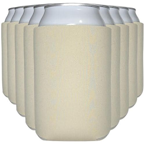 TahoeBay Blank Beer Can Cooler Sleeves (12-Pack) Bulk Sublimation Blanks for Vinyl Plain Soft Foam Can Sleeves Coolers for Soda Cans & Bottles Black, White, Assorted Solid Color (Sandstone)